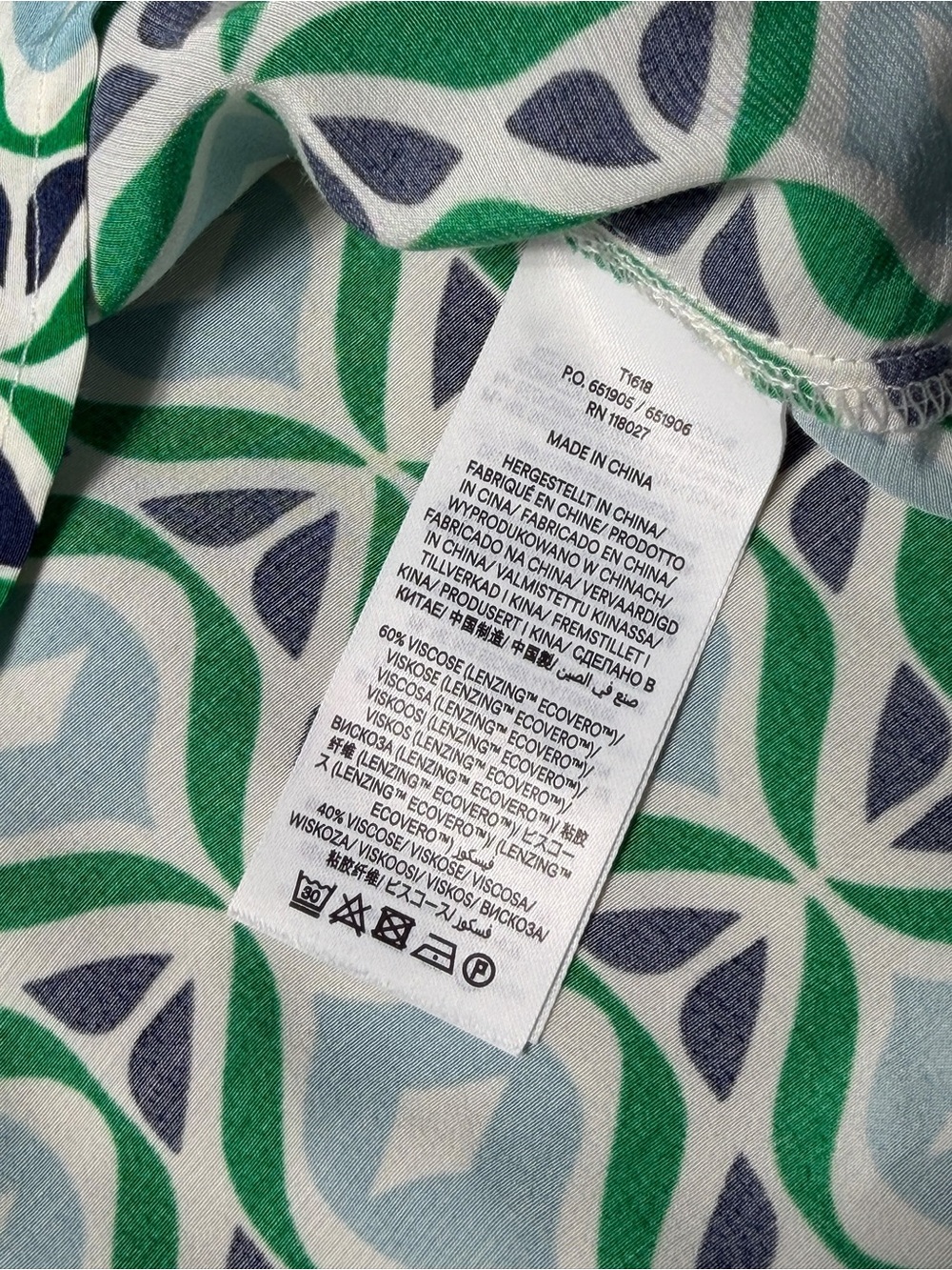 Boden Green Diamond Wave Easy Printed Blouse Top Womens 6 - Picture 6 of 9